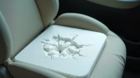 Pęknięty styropian w foteliku samochodowym